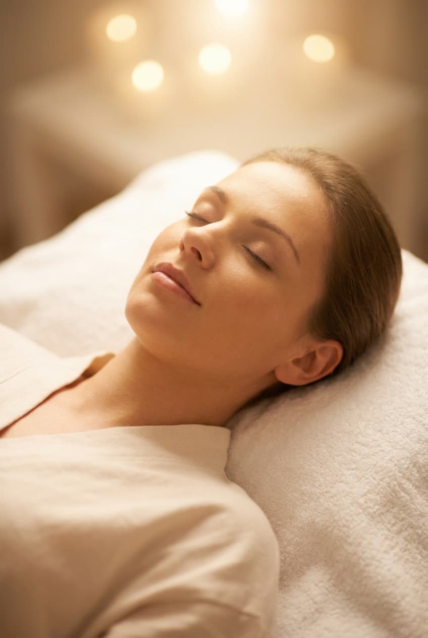 Woman receiving distance Reiki healing at home